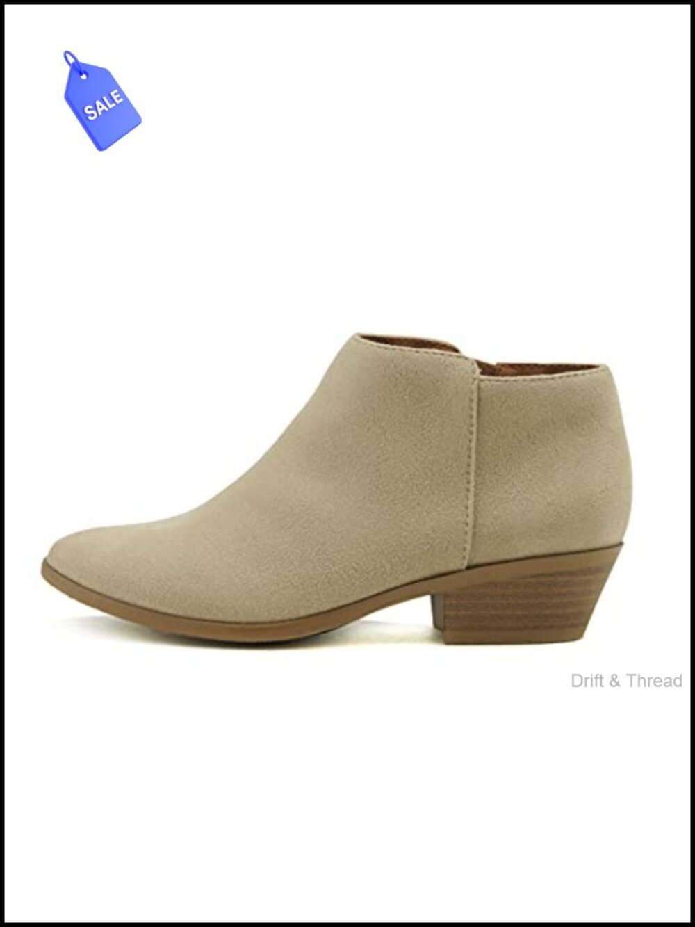 Women's Mug Round Toe Faux Suede Stacked Heel Western Ankle Bootie
